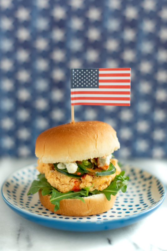 Buffalo Chicken Slider with a little American flag