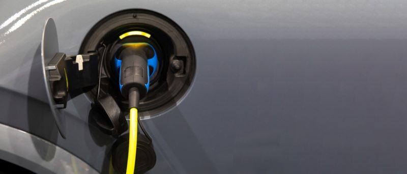 close up of charger in electric vehicle